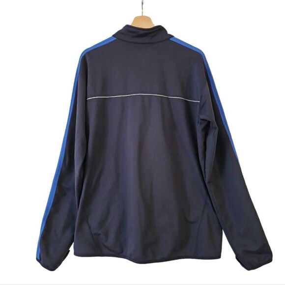 Nike Mens Dri Fit Track Running Jacket Fleece Lined Black W/Blue Stripe Sz Large - Picture 3 of 11